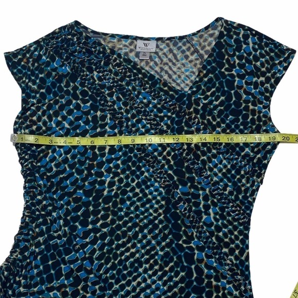 WORTHINGTON Ruffled Cinched Snake Print Blouse PL - Picture 7 of 10